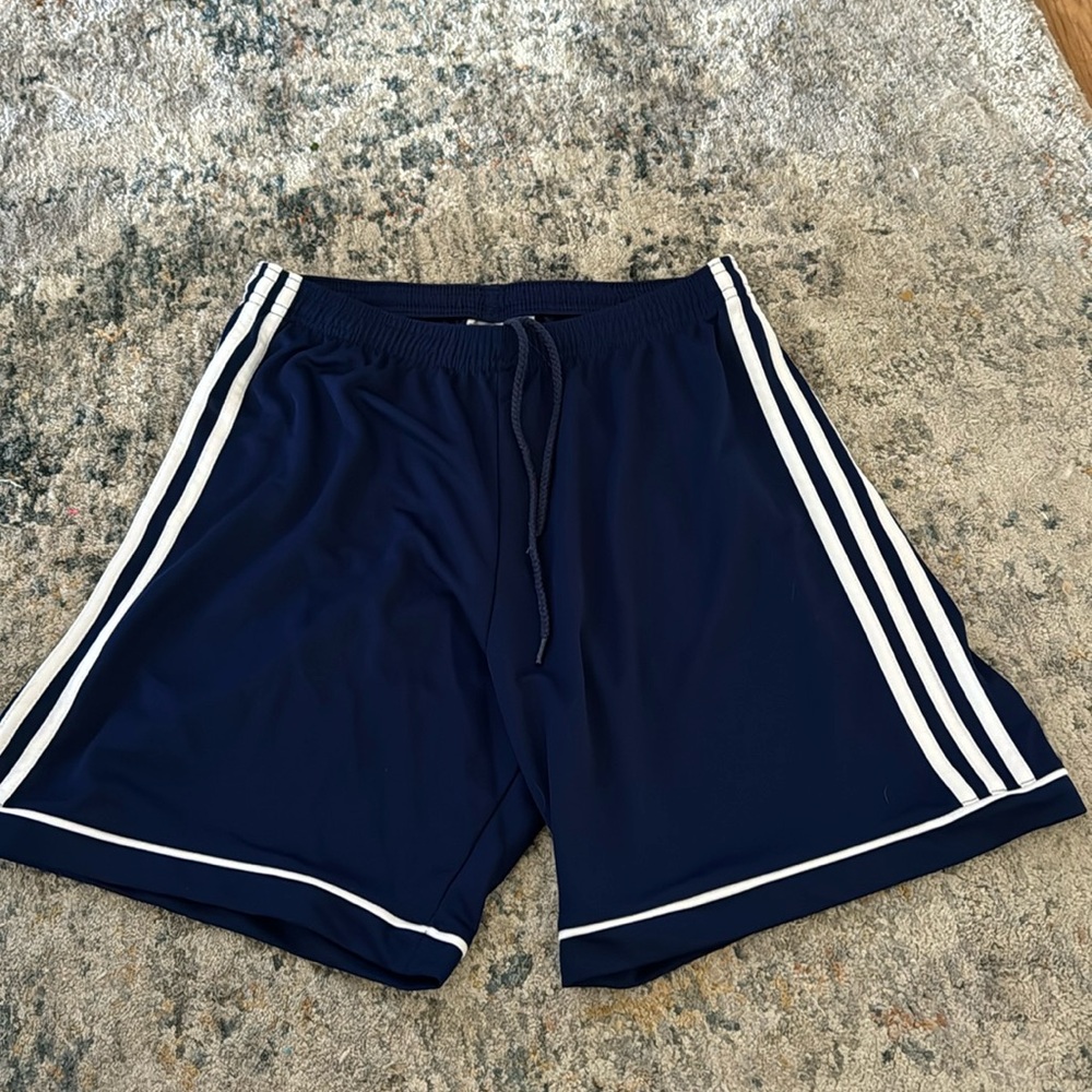 Adidas Shorts Men Size Medium Blue Climalite Drawstrings Elastic Waist